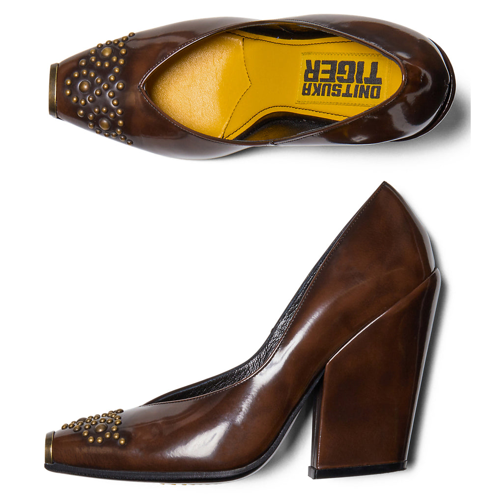 TIGER EQUA STUDS - LICORICE BROWN / PURE GOLD - view 8