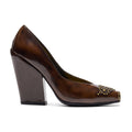 TIGER EQUA STUDS - LICORICE BROWN / PURE GOLD - main view